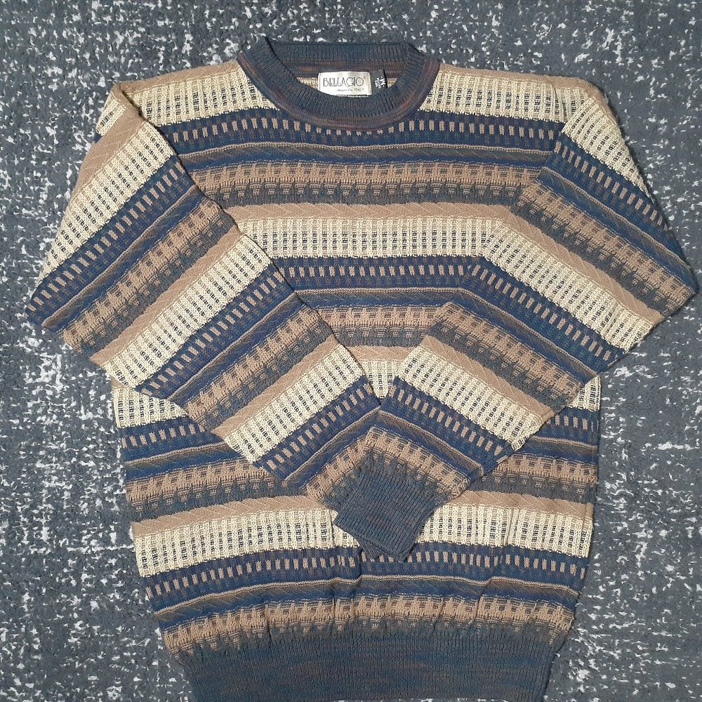 Vintage Bellagio Designed In Italy Made In USA 100% Heavy Cotton Sweater Size M